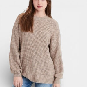 AERIE CozyUp Crewneck Brown Sweater, Casual Pullover, Sz S